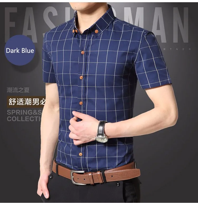 casual Moda masculina camisas dos homens slim fit camisa listrada homens