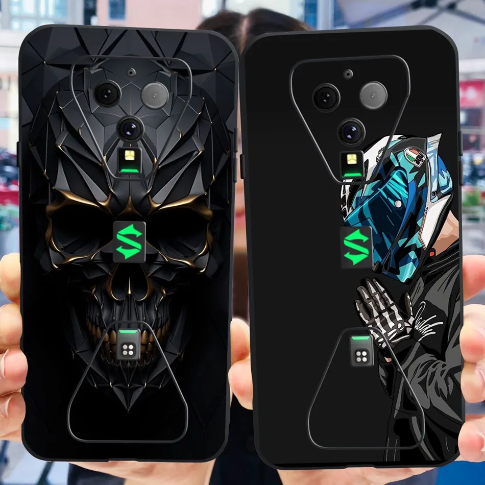 Fashion Dragon Metal Style Painted Soft Case for Black Shark - Black Silicon