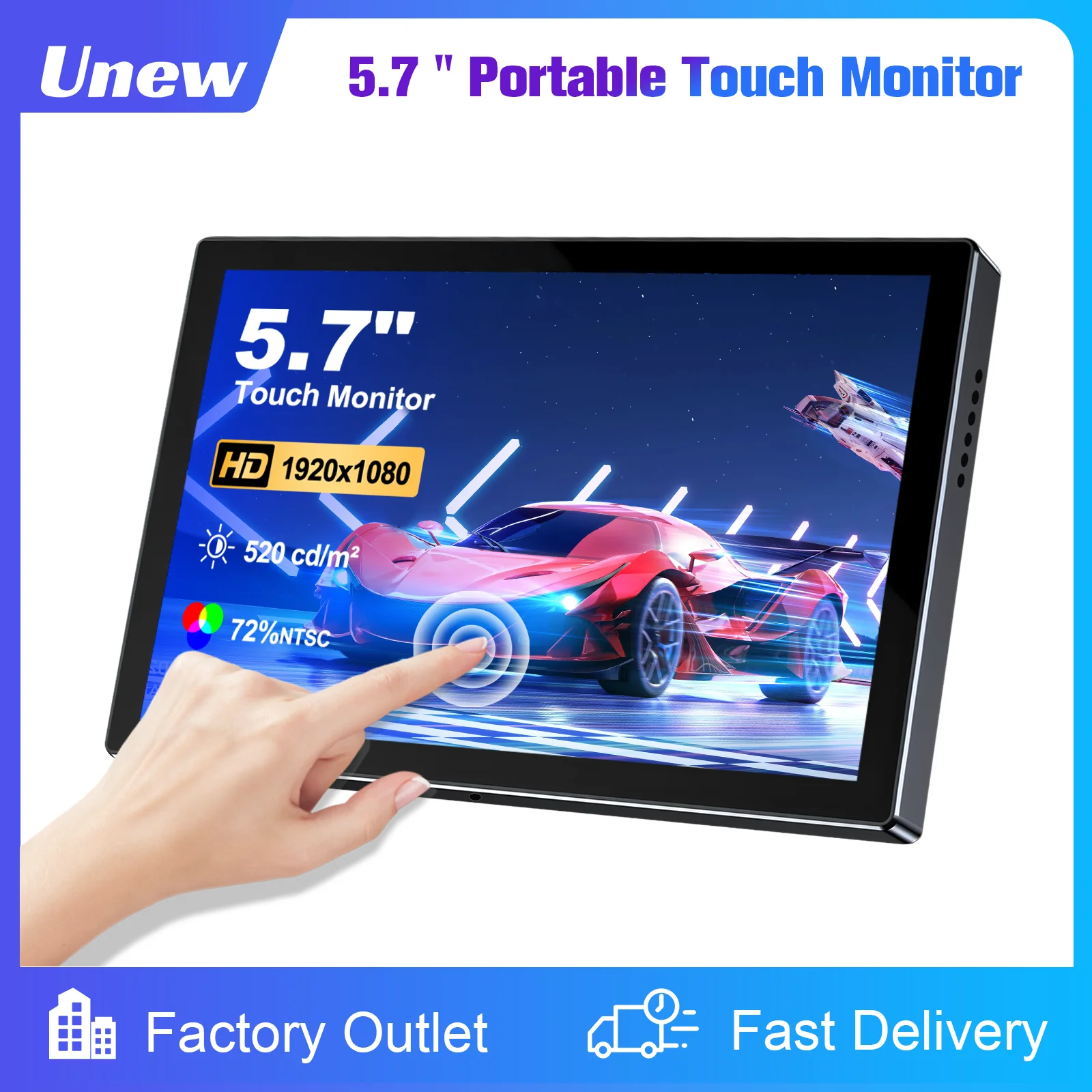 5.7 inch 1920x1080 Touchscreen Portable  Monitor Display Speakers Photography 2 Type-C USB HDMI