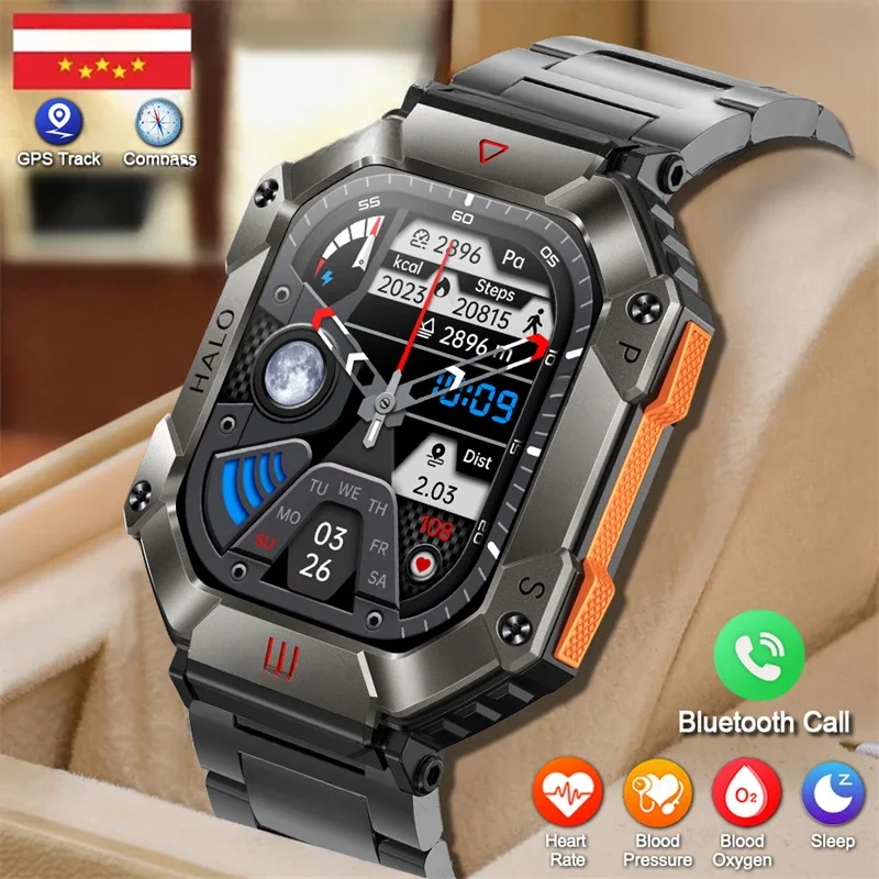 

Smart Watch Men 620mAh Large Battery Fitness Tracker Compass Heart Rate IP67 Waterproof Bluetooth Call Sport Military Smartwatch