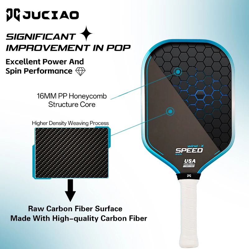 JUCiAO Gen3 Thermoformed T700 Raw Carbon Fiber Pickleball Paddle 2