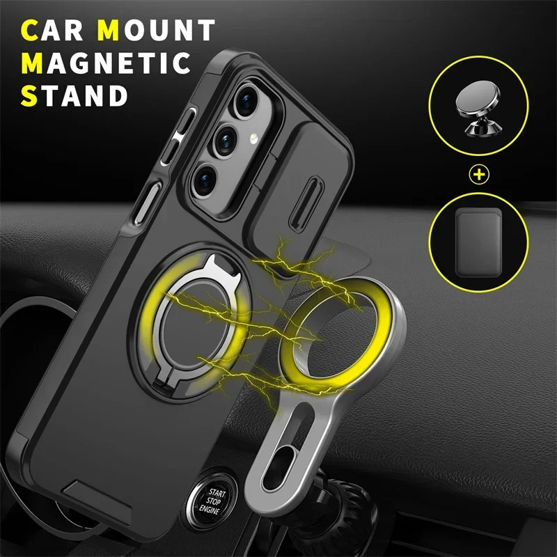 Premium Magnetic Phone Case with Ring Stand and Camera Protection