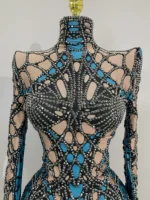 2025 Sparkle Rhinestones Long Sleeve Stretch Bodysuits Women Evening Luxury Birthday Party Sexy Nightclub Bar Stage Costume - Image 5