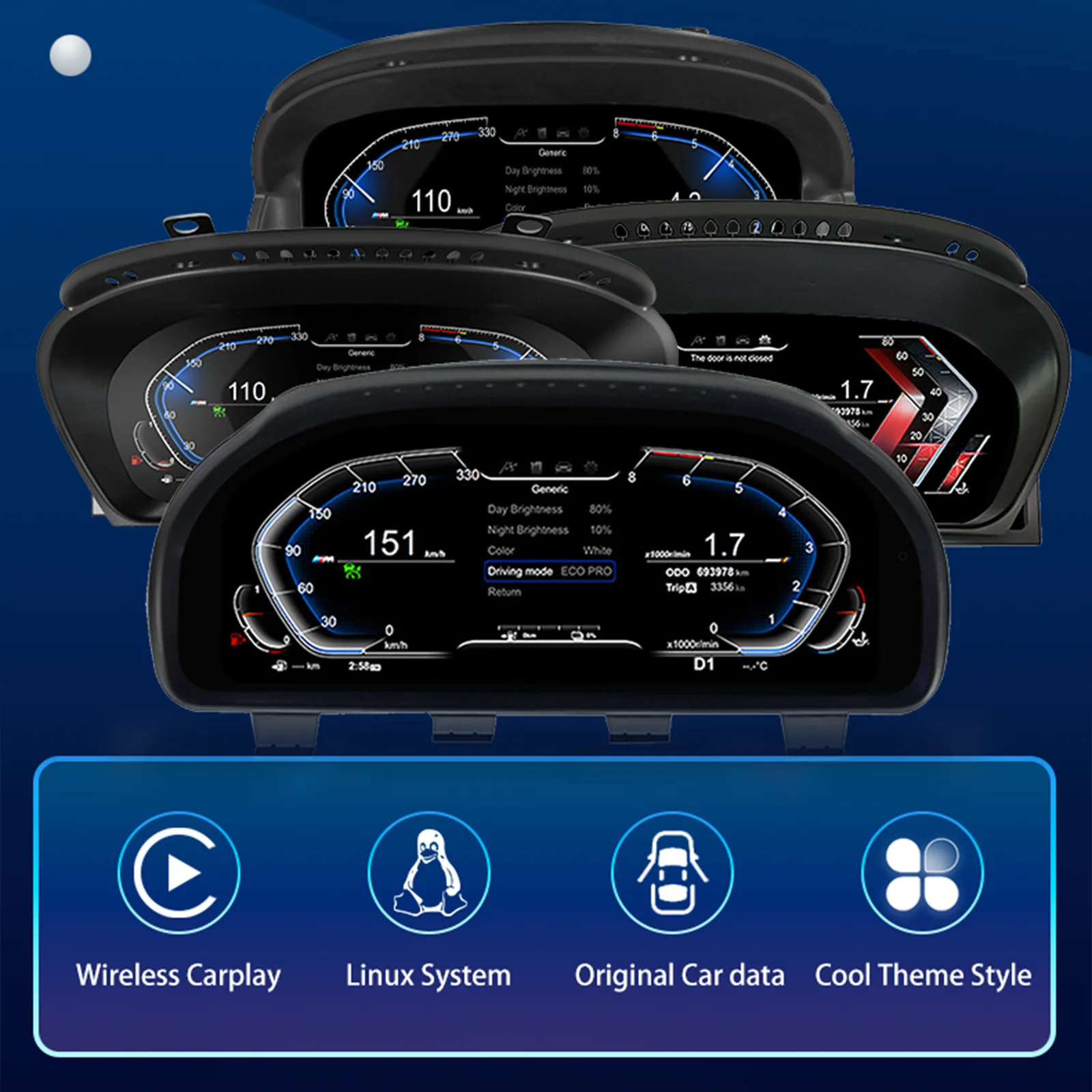 Panel de Instrumentos Digital para BMW Serie 7 E65 E66 Años 2004-2008, Cabina Virtual, Velocímetro 3