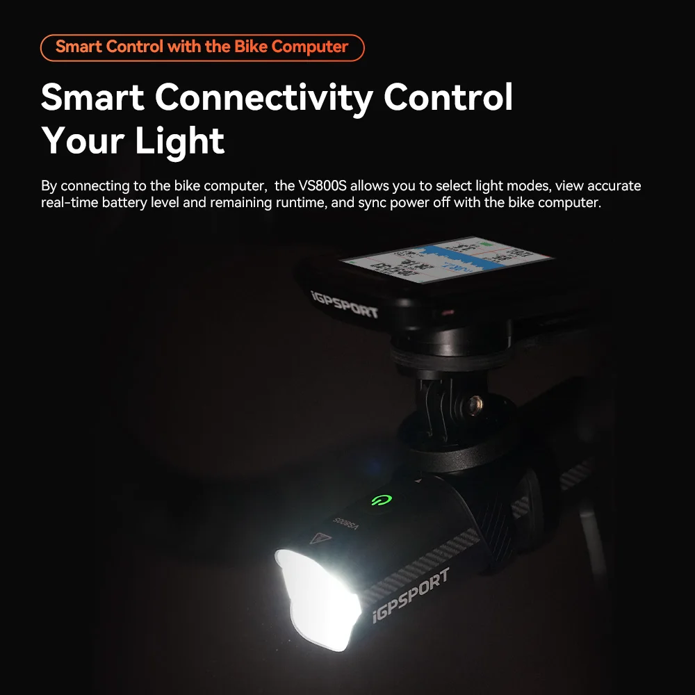 iGPSPORT VS800S Smart Bike Front Light 800 Lumen MTB Road Bike