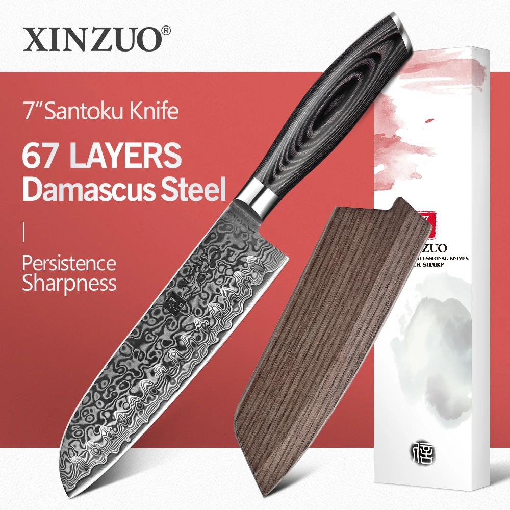 Xinzuo Vg10 Damascus Knives Japanese Vg10 Santoku Knife Xinzuo Knife Kitchen Vg10 Kitchen