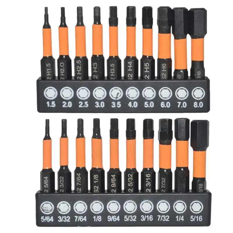 

Impact Hex Head Bit Set 20pcs 1/4Inch Hex-Shank Drill Bits CNC Machined Tips Quick Change Bit Holder Tool Sets For Electric