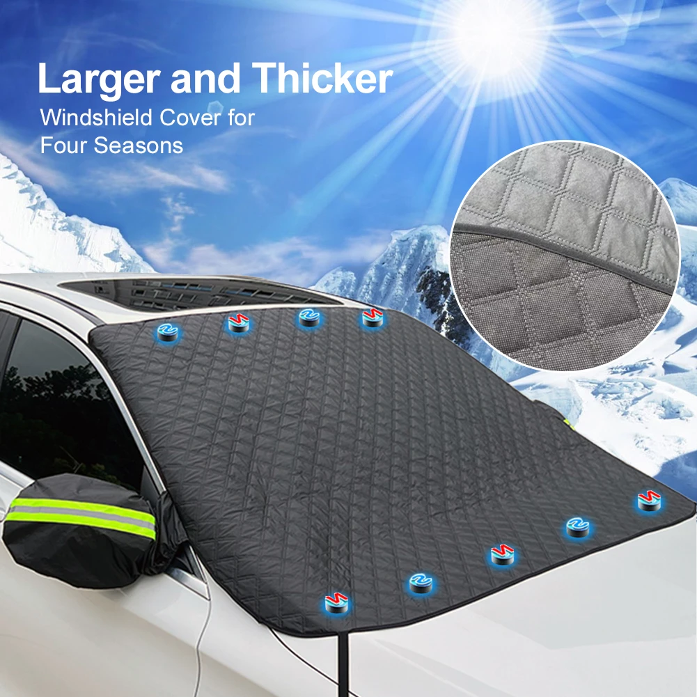 

Winter Car Windshield Snow Cover Outdoor Anti-Icing Sun Visor With Magnetic Edge Rear View Mirror Cover For Car SUV