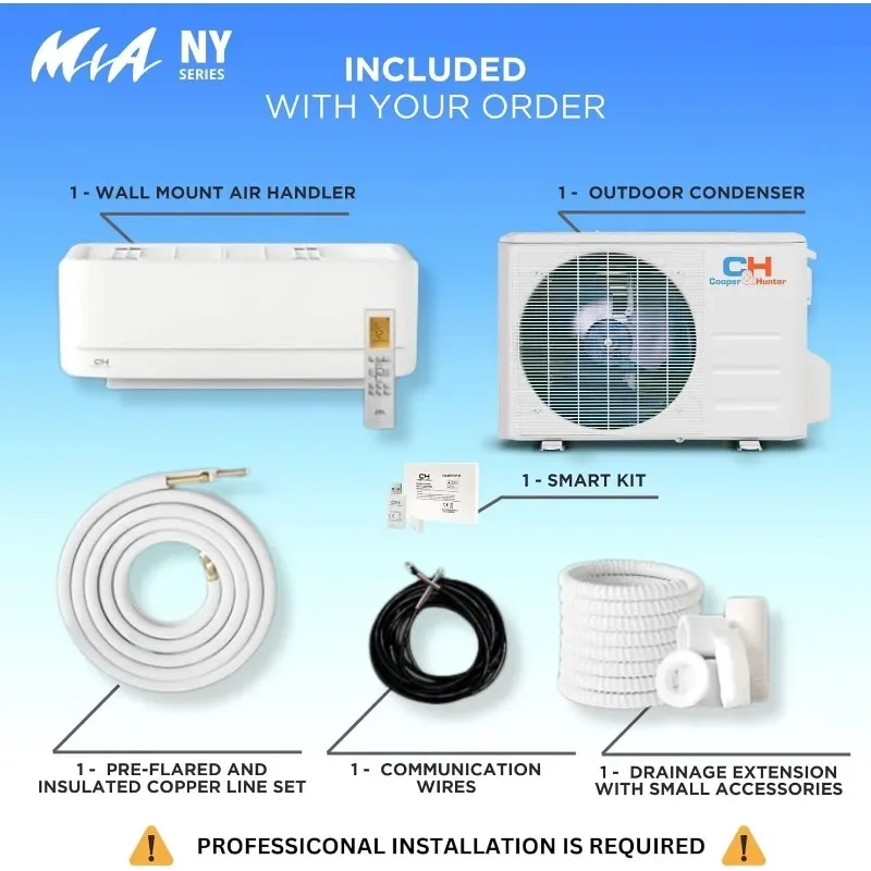 Cooper & Hunter MIA Series, Mini Split Air Conditioner and Heater, 9,000 BTU, 230V, 21.7 SEER 5