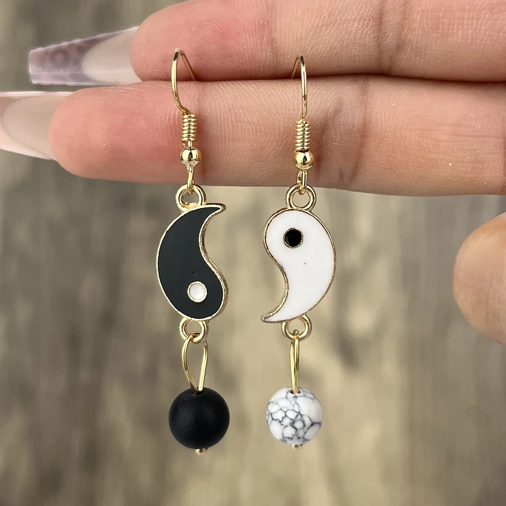 Drip Oil Tai Chi Gossip Drop Earrings For Women Fashion Simple Ladies Romantic Ball Pendant Earrings Jewelry Factory Wholesale