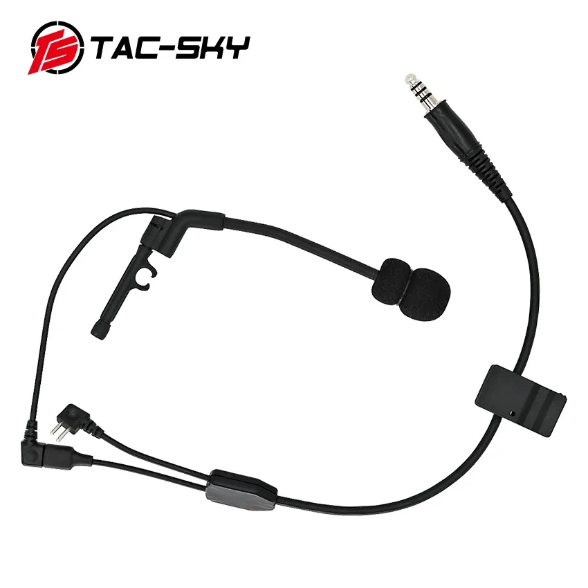 TS TAC-SKY Tactical Headset Accessory Y Cable with 6-Pin PTT Adapter Compatible with Comtac ii iii xpi v Headphones