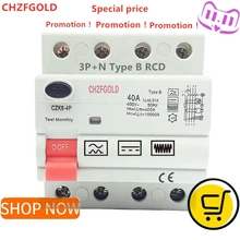 

CHZFGOLD 10KA 30mA Type B RCD 4P 40A/ 63 Amp B Type RCCB