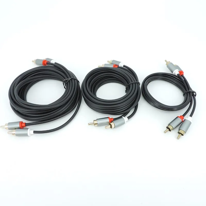 

1m/3/2m 2 RCA Male To 2RCA Male Audio connector extend Cable Amplifier cord For speakers Theater DVD TV CD Soundbox Gold Plated