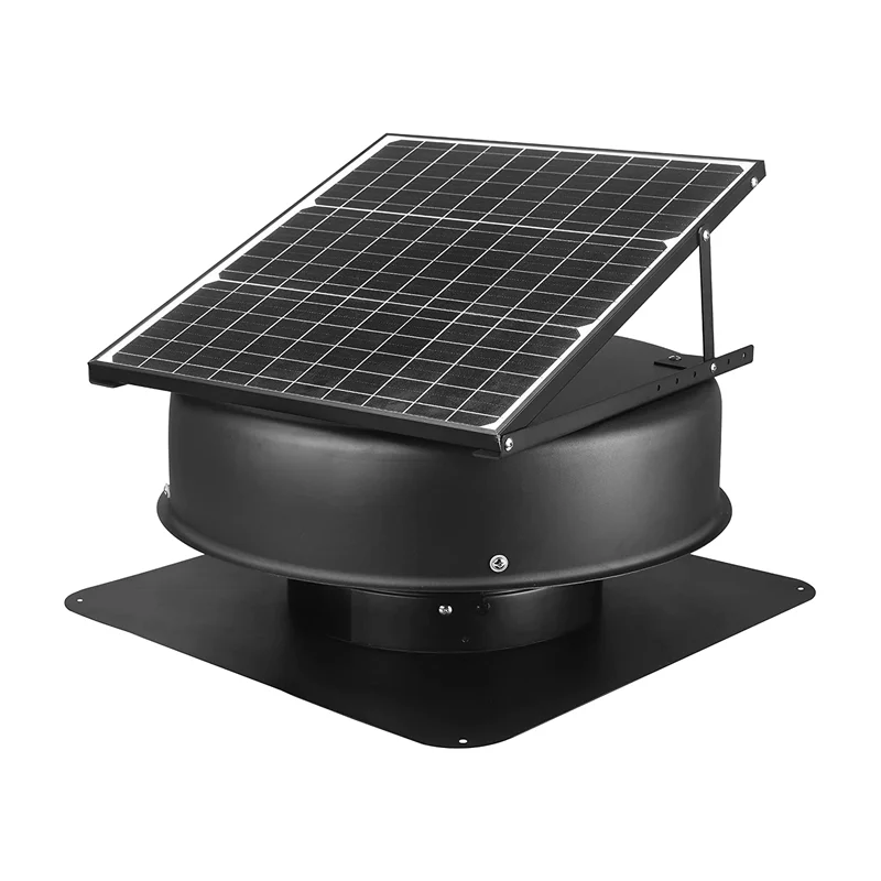 Solar Powered Attic Roof Black Vent Fan Panel 25 Watt Brushless Kitchen