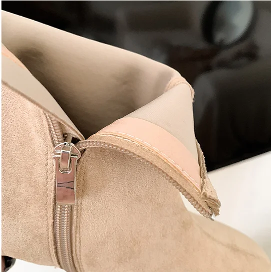 style practical wear~New SW round toe thick high-heeled elastic sock slim boots, women's short boots_voghion.com