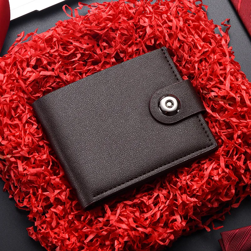 Men`s Wallet Soft Leather Buckle Short Wallet Credit Card Holder Coin Purse For Man Money Clip Small Bag 5