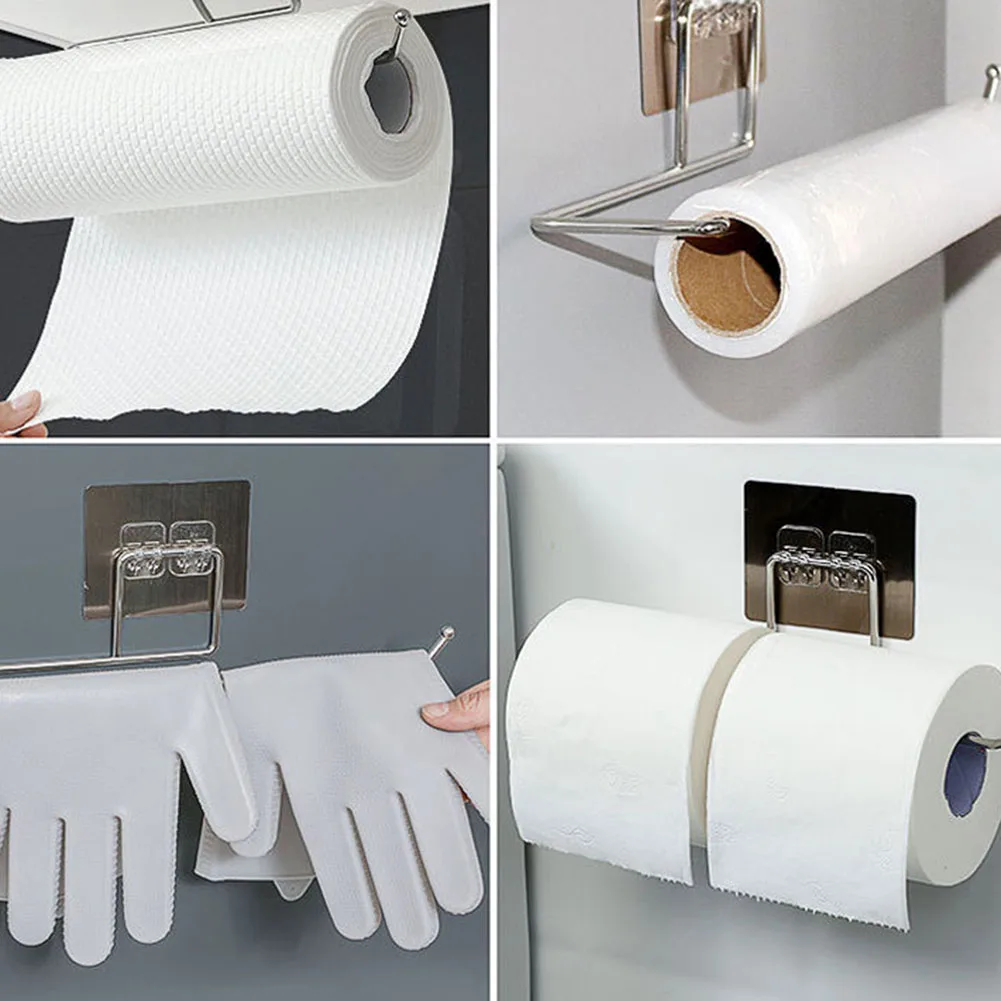 Bathroom Towel Rack Stand Stainless Steel Home Storage Rack No Drilling Kitchen Paper Holder Self-Adhesive Roll Holder paper towel holder towel rack toilet paper holder toilet roll holder