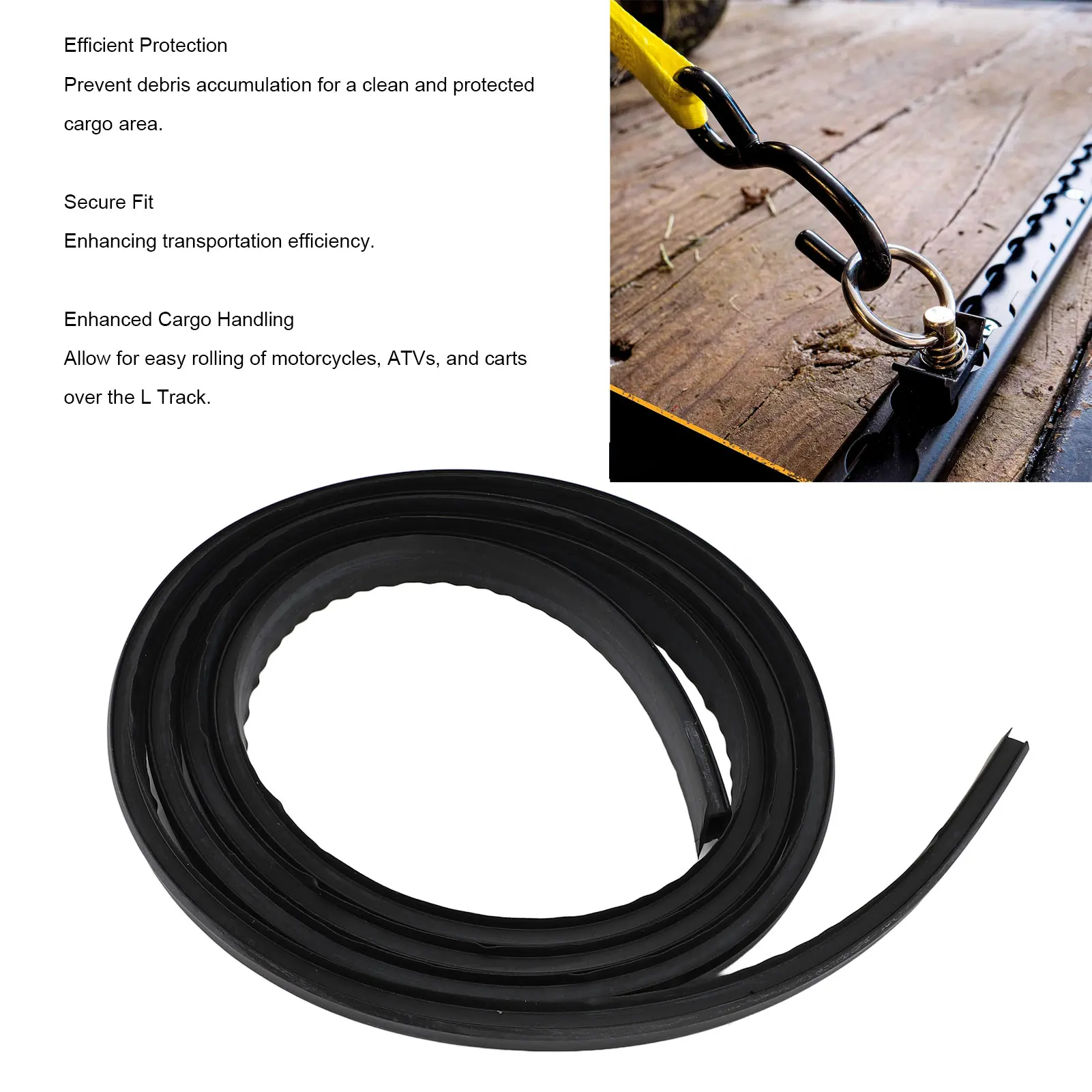 L 트랙 레일 커버 필러 프레스 인 스트립 2m 고무 보호대, 오토바이, ATV, 핸드 카트의 쉬운 이동을 위한 안전한 고정 기능