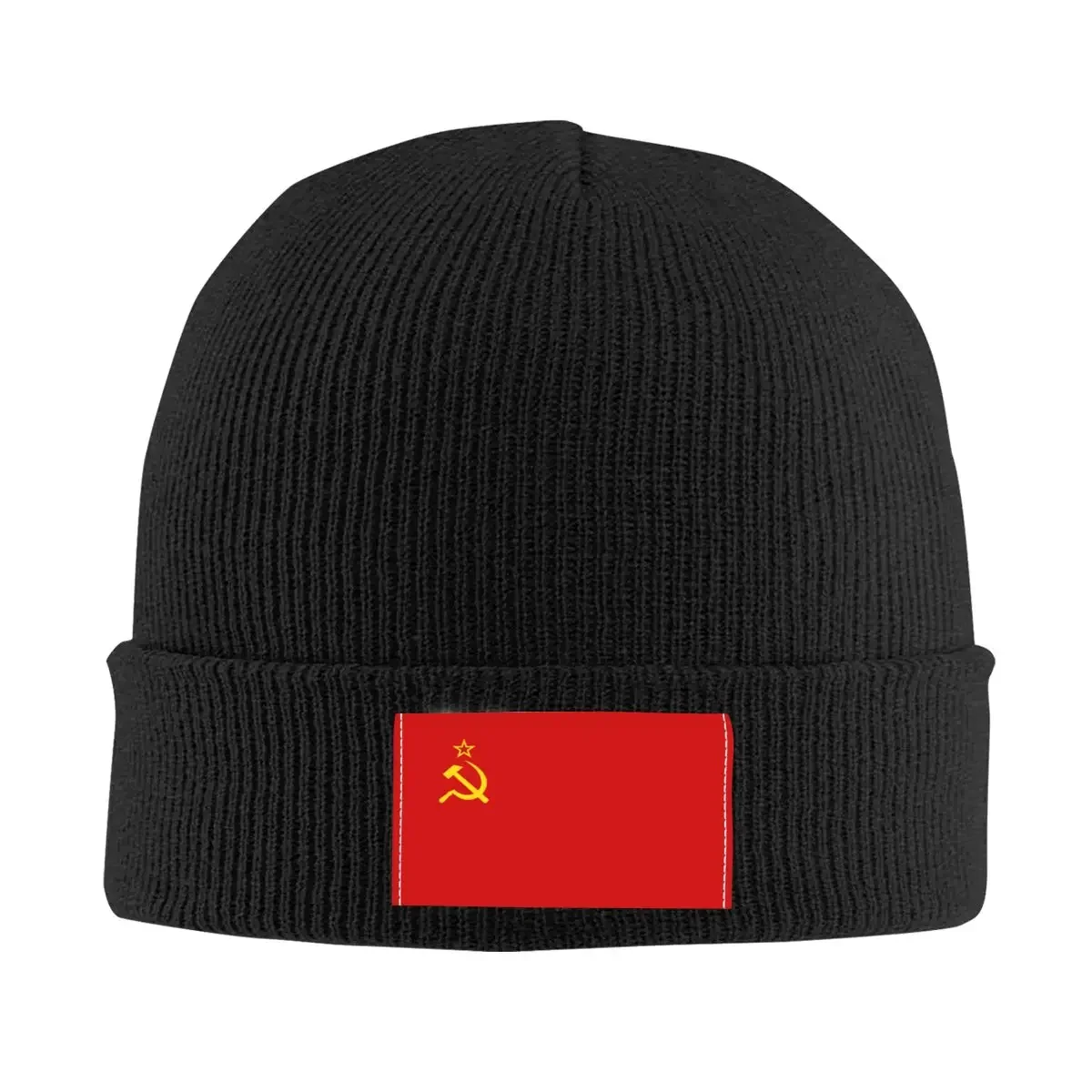 

Flag Of The Soviet Union Bonnet Hat Knitted Hats Men Women Cool Unisex Russian CCCP Winter Warm Beanies Cap