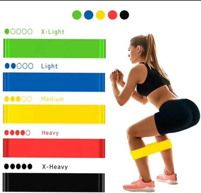 5 Levels Resistance Bands Set - Unisex Latex Elastic Loop Bands for Squat, Hip Training & Stretching