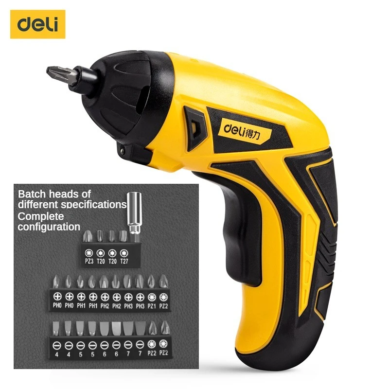 deli precision electric screwdriver set fast charging cordless screwdriver repair household power tool silent durable type c Deli Cordless Electric Drill 3.6V Electric Screwdriver LED Lighting Lamp Charging Electric Tool Lithium Power Tools 28 Piece Set