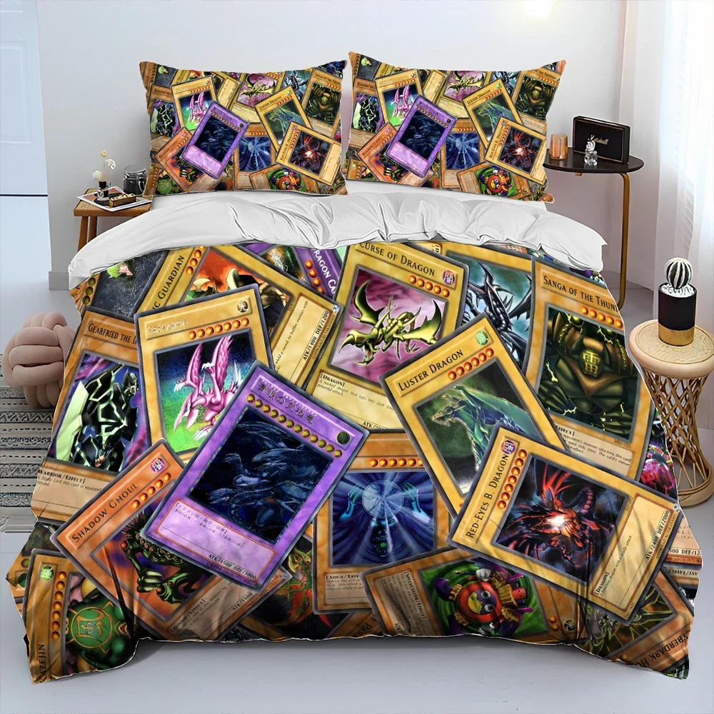 3D Yu-Gi-Oh MONSTER CARD Anime  Comforter Bedding Set,Duvet Cover Bed Set Quilt Cover Pillowcase,king Queen Size Bedding Set Kid