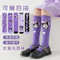 Knee High Girls Socks for Kids Children Kulomi Cotton cartoon Long Tube Stitch Sock  Princess Popular Tall Calf