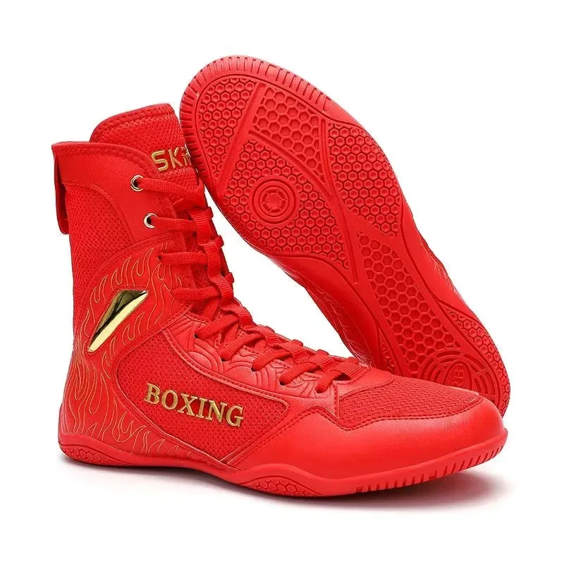 Professional High-Top Boxing Shoes for Competition & Training-Indoor Fitness Kickboxing MMA Muay Thai Martial Arts boots
