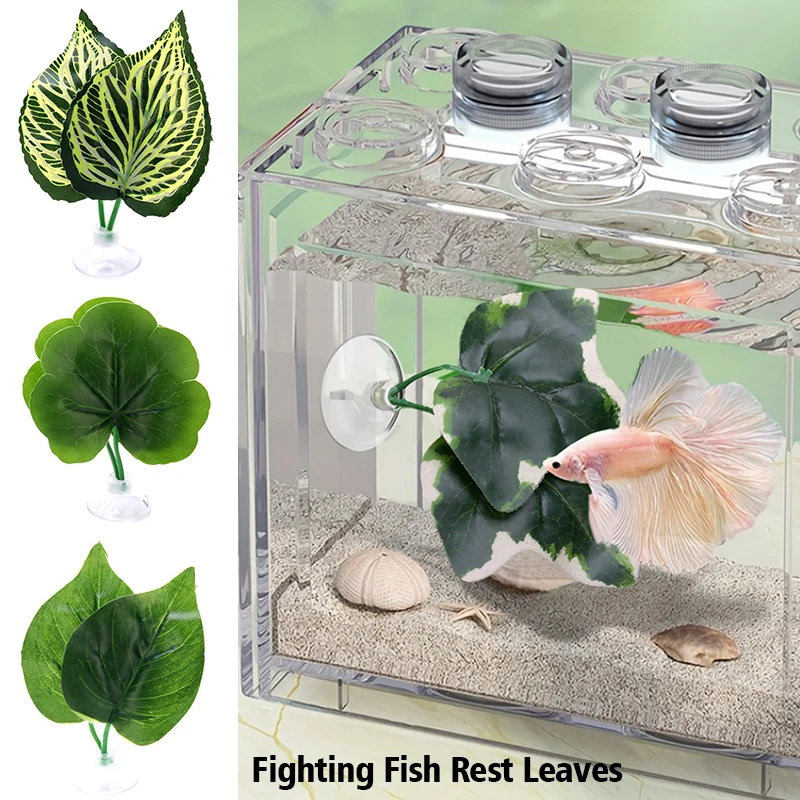 Betta Fish Rest Leaf Aquarium Landscaping Artificial Water Plants Decor Fish Peaning Leaf Fish Tank Simulazione Water Grass