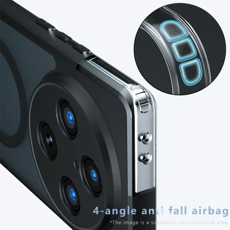 Magsafe Shockproof Acrylic Phone Case - Magnetic Hard Bumper Matte Back Cover Shell