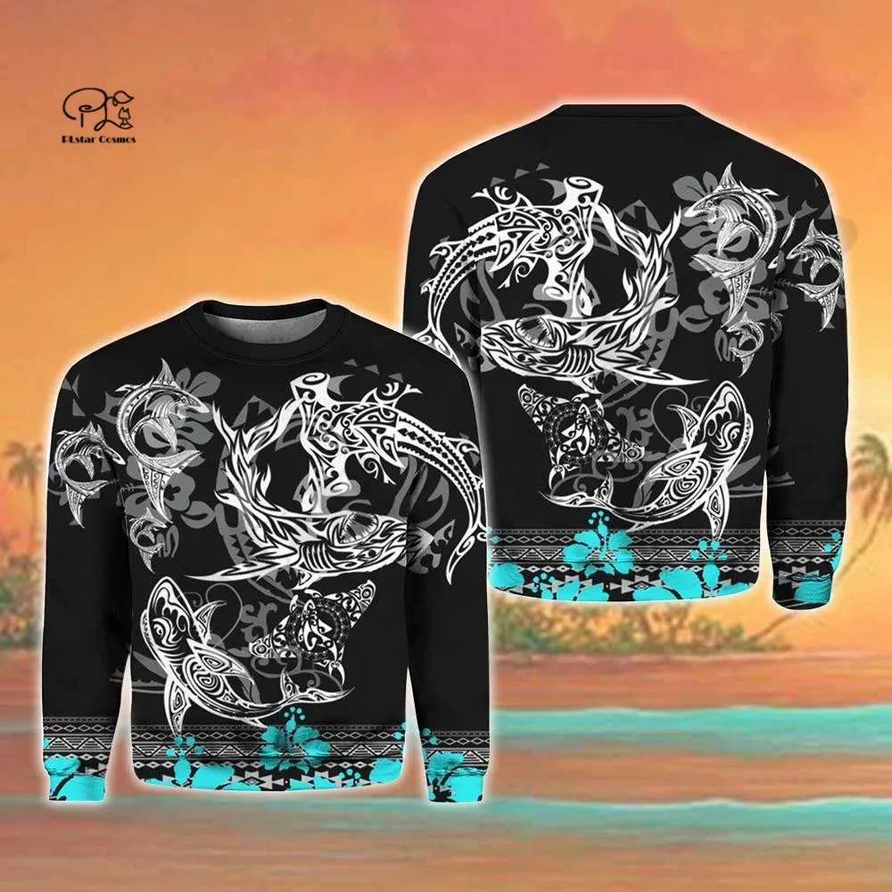 PLstar Cosmos 3DPrint Newest Polynesia Tribal Shark Tattoo Harajuku Streetwear Casual Unique Unisex Hoodie/Sweatshirt/Zip Style1