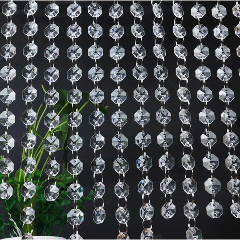 1Meter Clear Acrylic Crystal Bead Strands Hanging Chandelier Bead Chain Crystals Garland Ornament String Christmas Wedding Decor