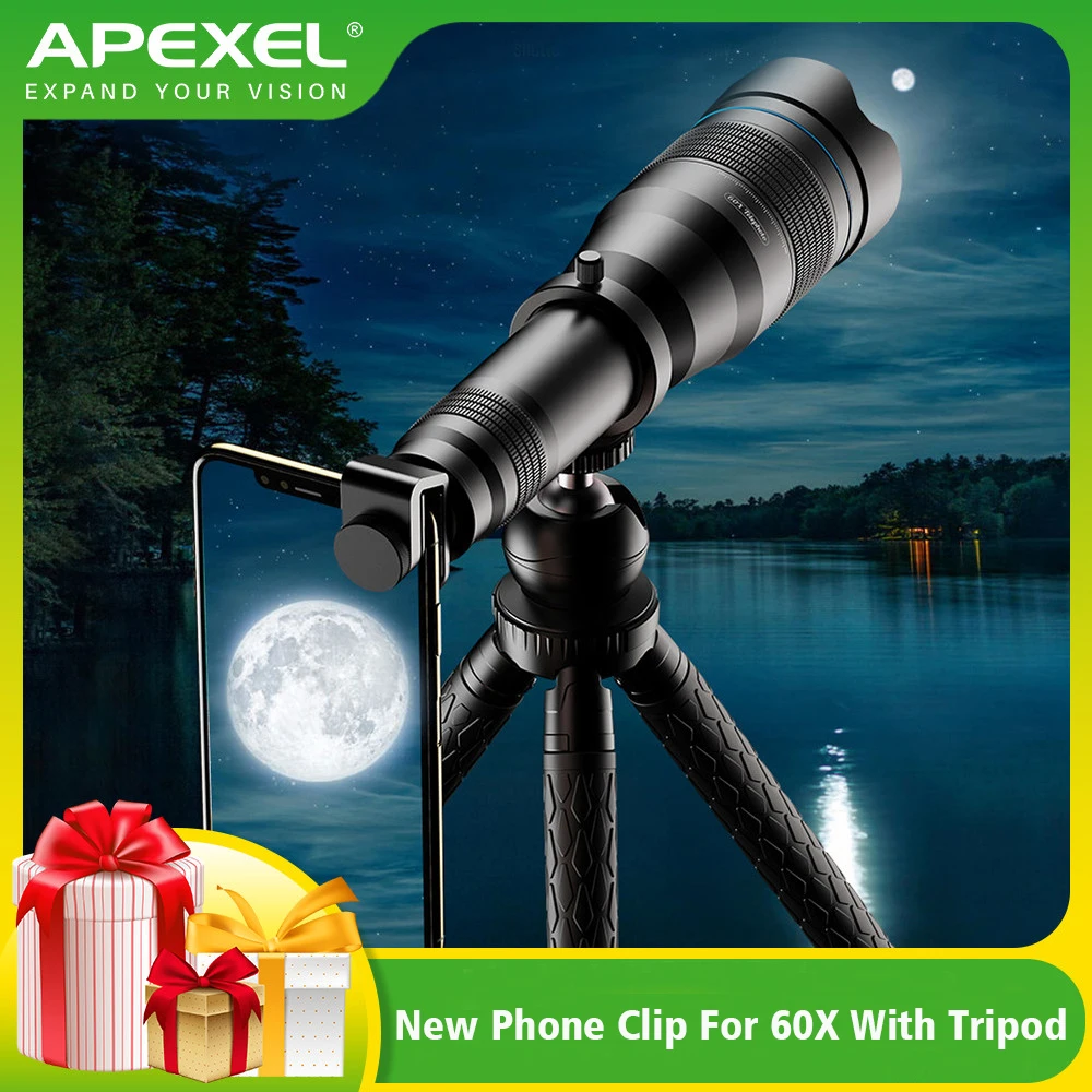 Phone Telephoto Lens 60x Super Telephoto Zoom Phone Lens 36X 28X Powerful Monocular Metal Telescope Mobile telephoto lens for camping Tourism