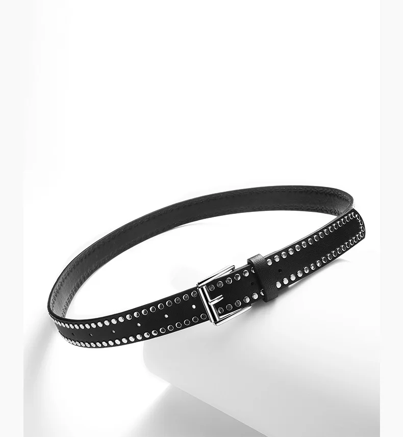 Damen-Gürtel mit Nieten-Dekor, Modischer Nadelschnallen-Gürtel für Damen, Passend zu Jeans, Herren-Gürtel im Rock-Punk-Y2K-Stil – Detail 5