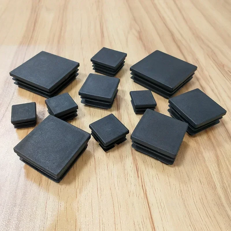 Square Plastic Black Blanking End Caps Furniture Leg Tube Pipe Inserts Plugs Bung Decorative Dust Cover 13x13mm-100x100mm furniture leg caps