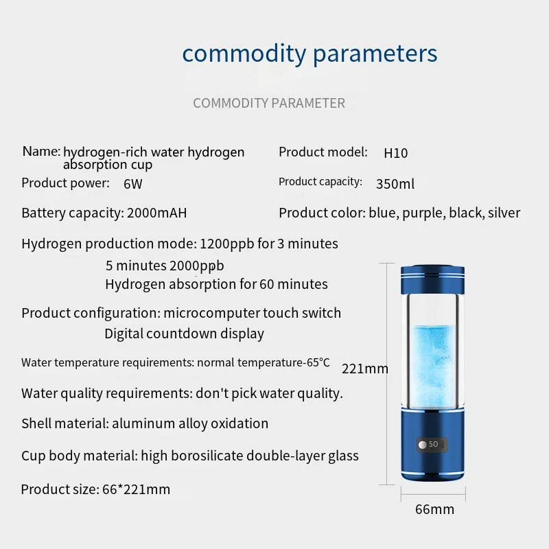 Hydrogen Water Generator Alkaline Maker USB Rechargeable Water Ionizer Bottle Super Antioxidant ORP Hydrogen-Rich Cup