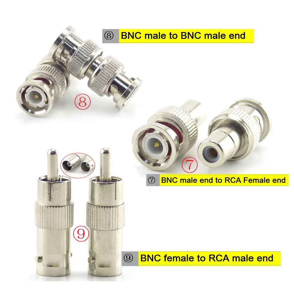 Video Audio Converter 1pcs BNC RCA male female to BNC RCA male female adapter plug Coax Cable Video audio wire Connector For CCTV Camera Q1