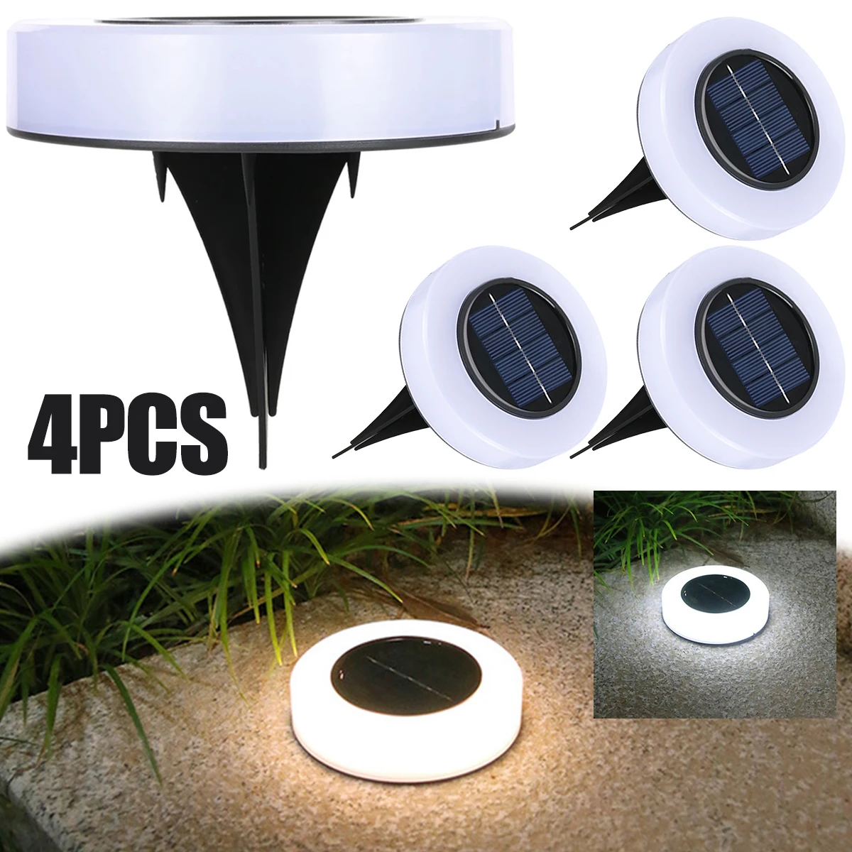 

4pcs Solar LED Light Outdoor Disk Buried Solar Garden Light Pathway Lawn Lights Waterproof Solar Light for Garden Path Decor