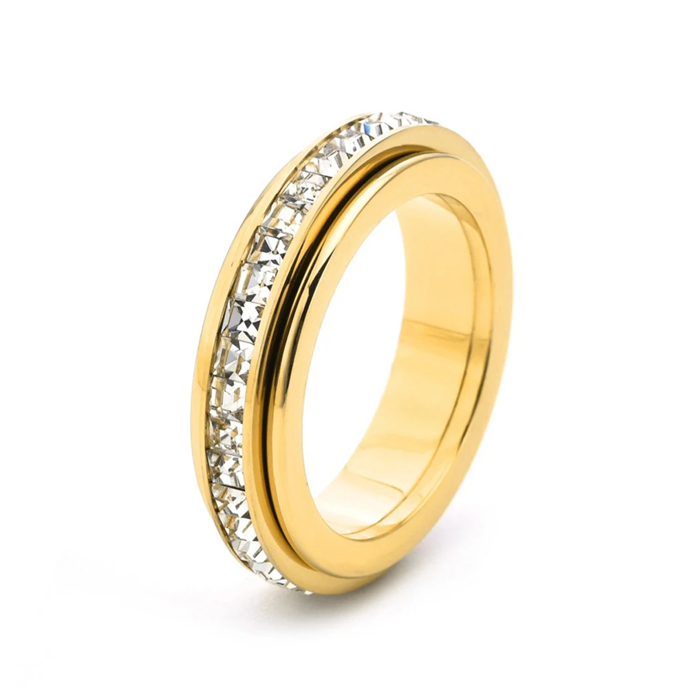 316L Edelstahl Herrenschmuck AAA Kubikzirkonia Spinner-Ringe Angstlösende Fidget-Ringe für Frauen Weihnachtsgeschenk
