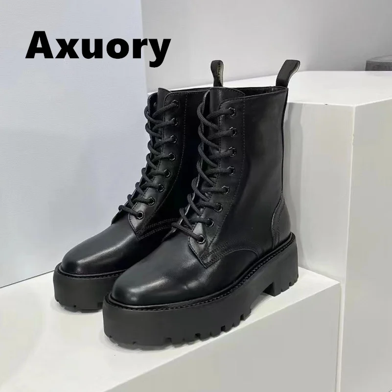 2024 New Women's Ankle Boot Nylon Fabric Genuine leather sole Thick bottom anti slip Lace-up Luxury Design