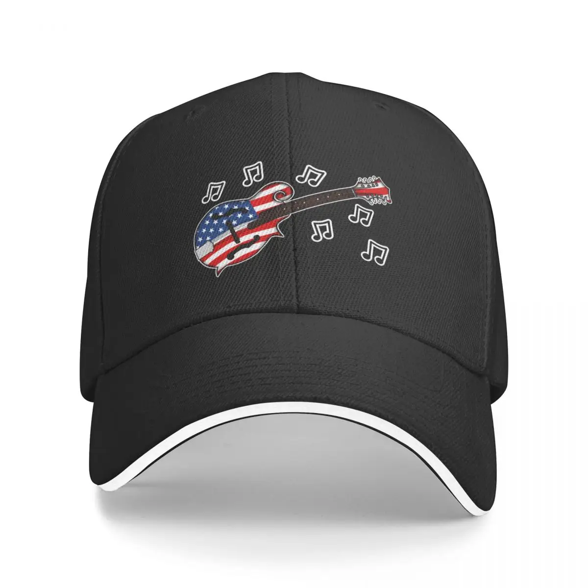 

4th July Mandolin America Rocks USA Flag Mandolinist Baseball Cap Mountaineering Golf Hat Man Streetwear Men Cap Women'S