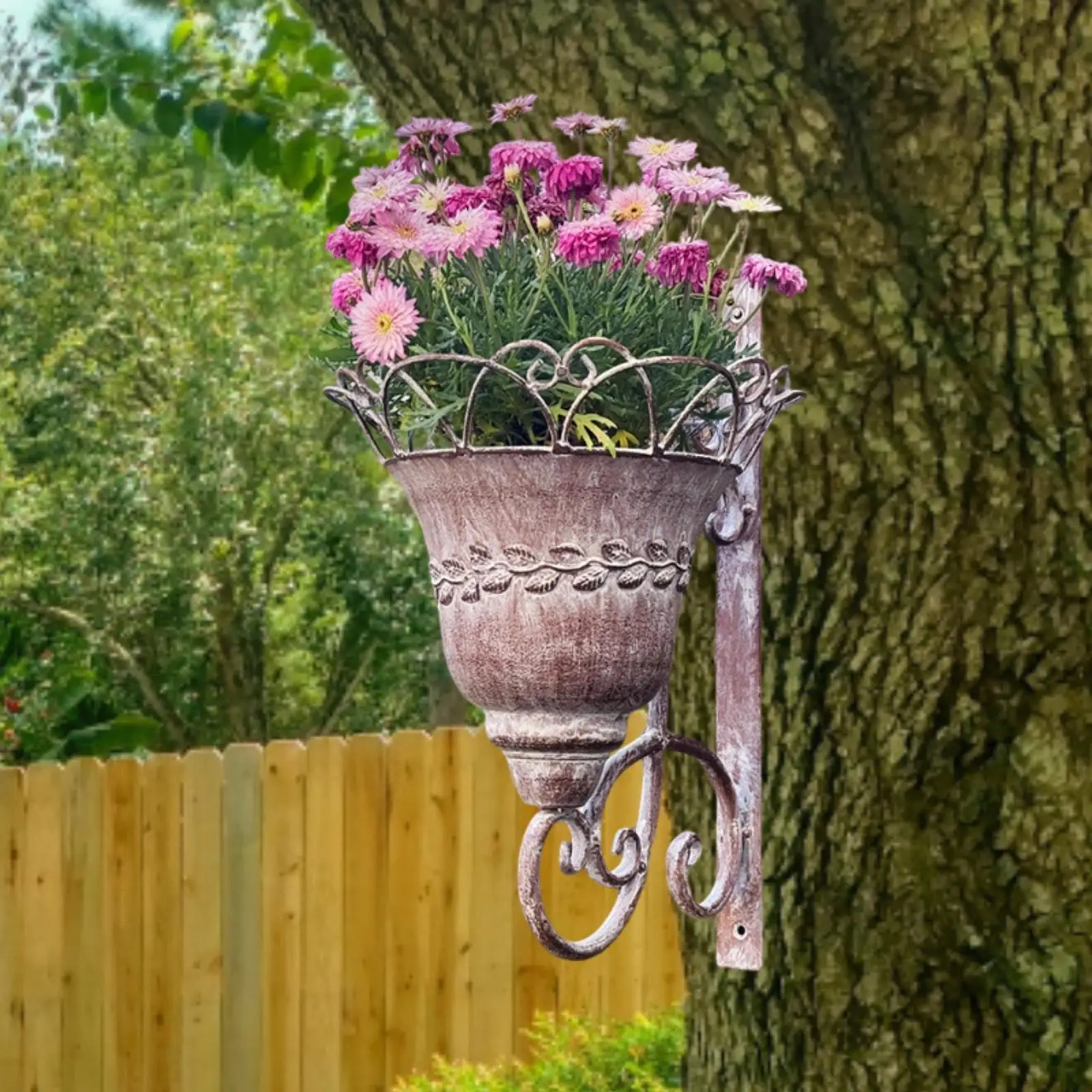 Vintage Wall-Mounted Iron Flower Pot Planter 2