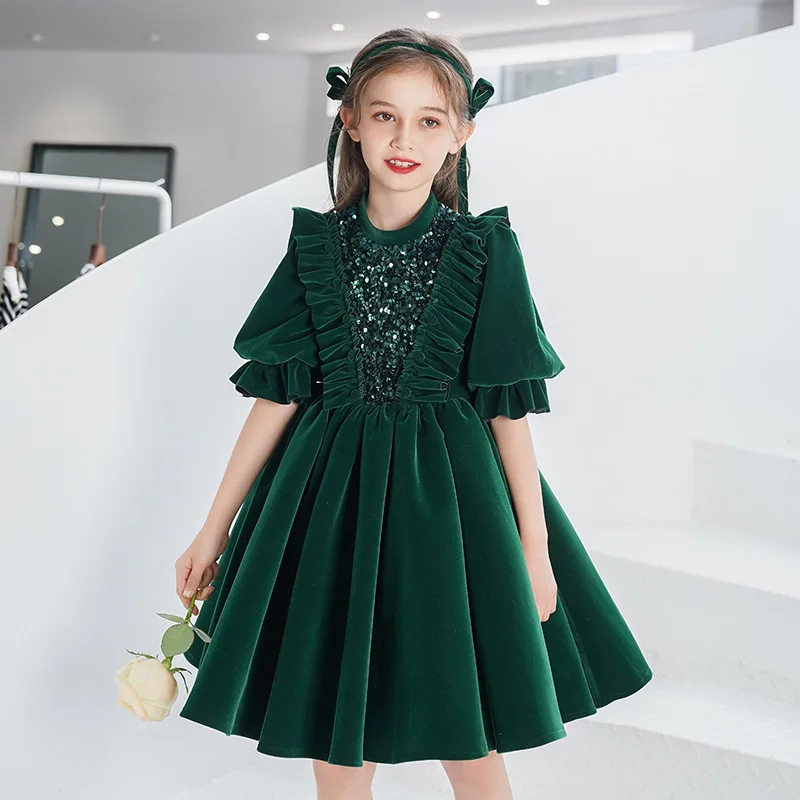 

Children's Princess Dress Girls' Piano Performance Dress Flower Boy Little Host Wedding Birthday Party Sequin Evening Dress
