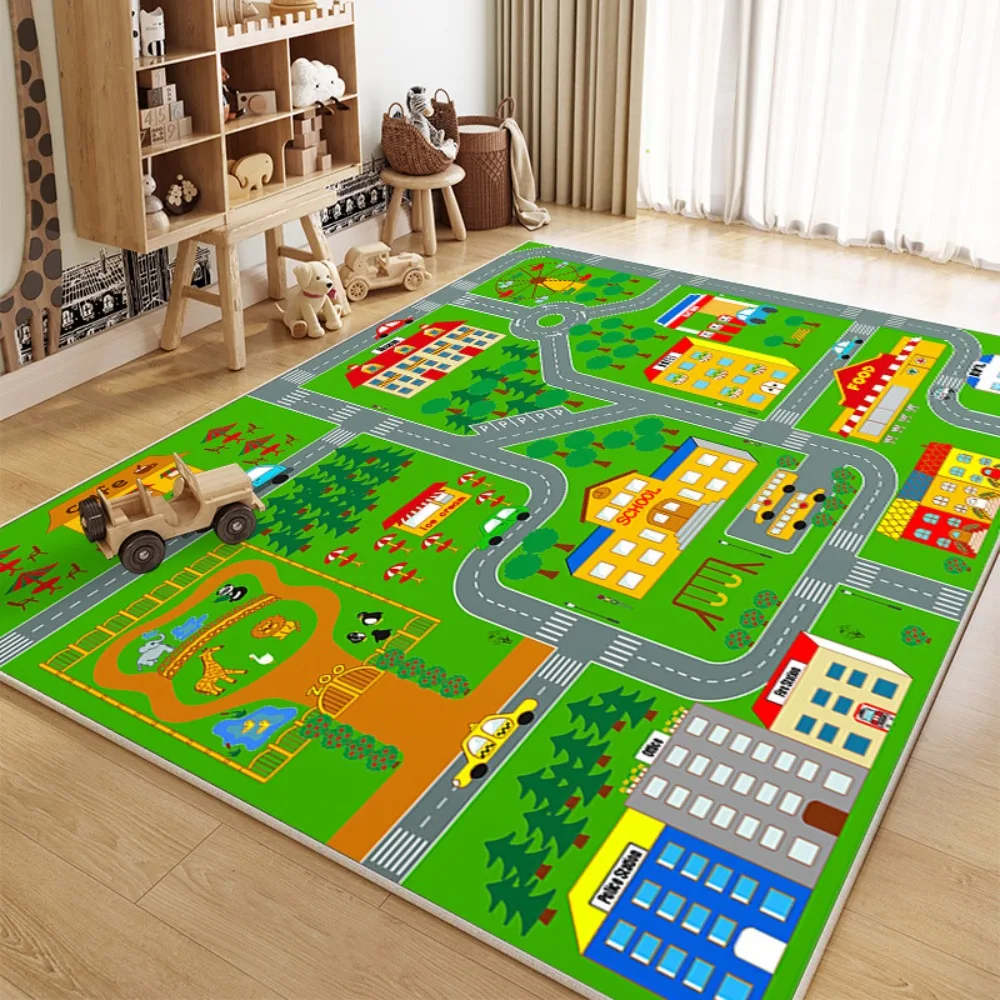 1 Piece 80x120cm Baby Play Mat Children's Anti-fall Crawling Mats Anti-slip Game Playmats Puzzle City Traffic Track Toys Carpets