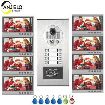 Anjiela 스마트 아파트 인터콤, 모니터 비디오 인터콤, 비디오 도어 폰, RFID 카메라, 비디오 벨, 9 인치, 2 유닛, 3 유닛, 4 유닛, 6 유닛, 8 유닛