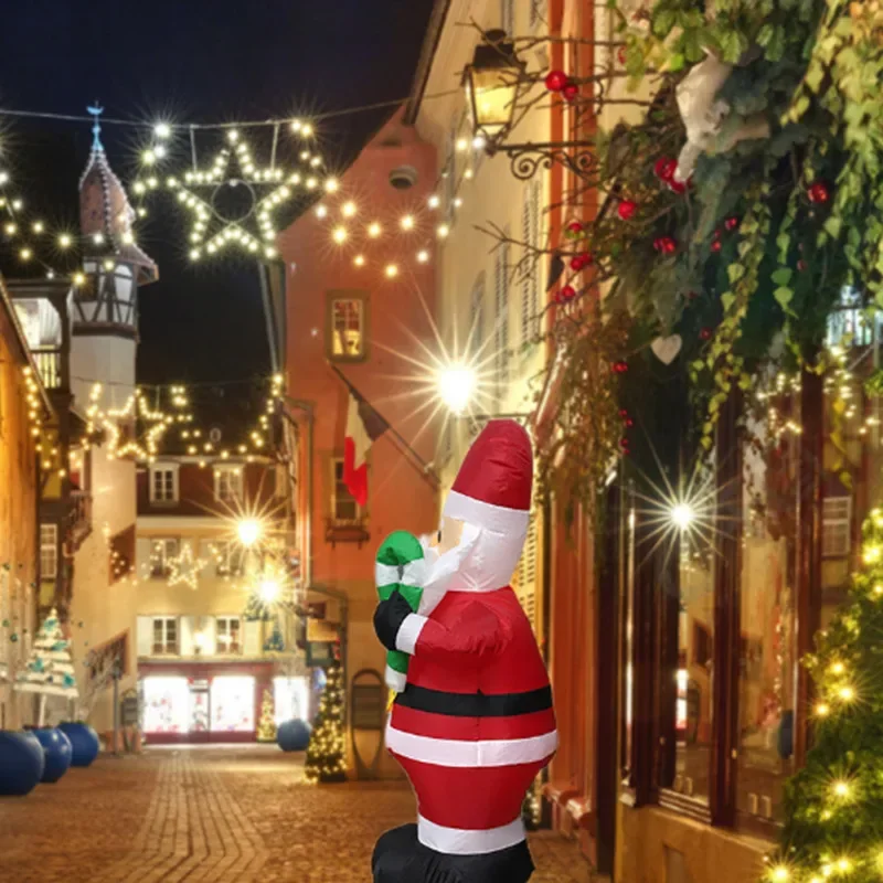1.2M Christmas Decoration Crutch Santa Claus Inflatable Toy with LED Lights Outdoor Inflatable Model Ornament Party Garden Decor inflatable decoration toy