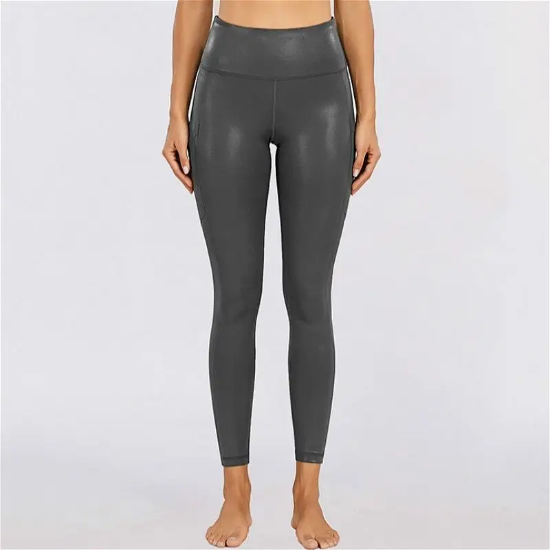 Glossy shiny female high waist sexy sport leggings Plus size trousers pants party club leggings