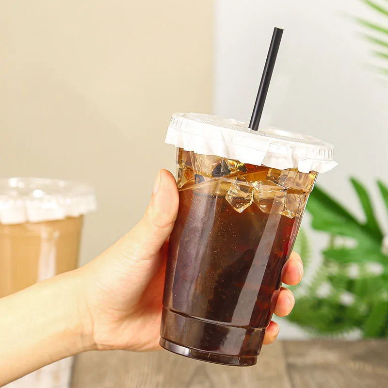 Transparent Disposable Cups with Lid Bubble Tea Coffee Water Cup