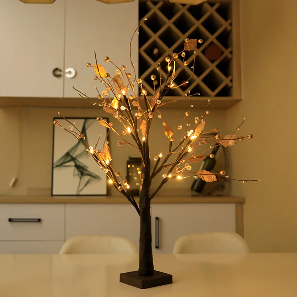 Night Lights FTOYIN Decoration Tree Night Light AAA Battery Red fruit Tree Holiday Light For Home Bedroom Decor Wedding Indoor Party Lamp unicorn night light