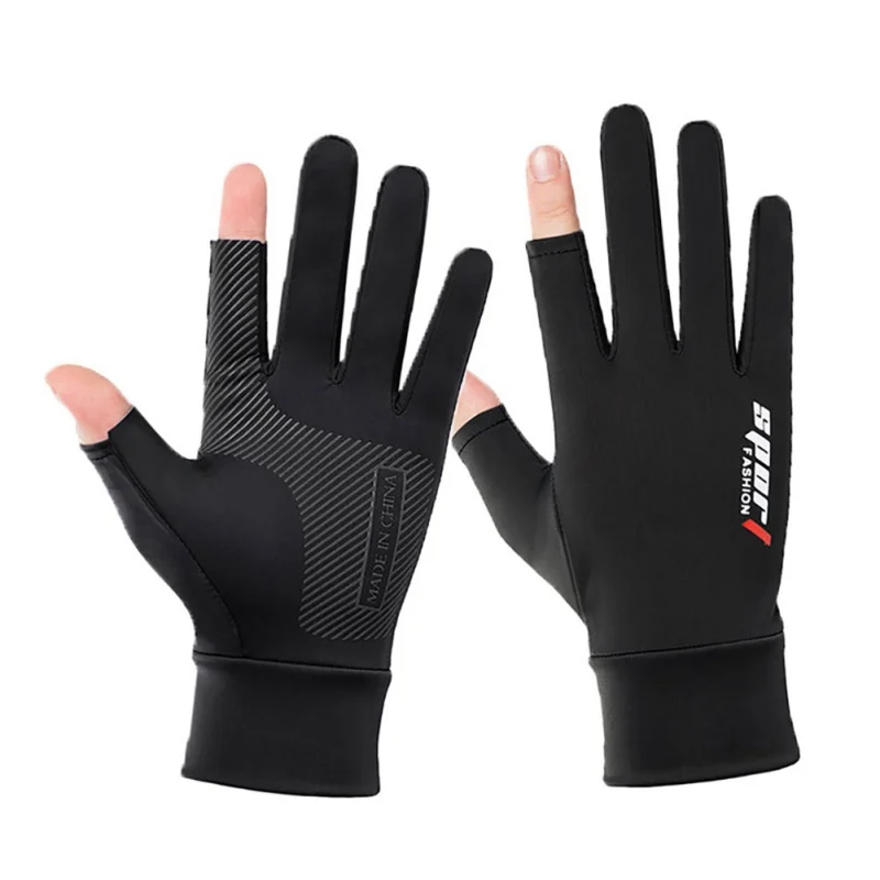 Outdoor Fishing Gloves Two Fingers Cut Gloves Uv Protection Soft